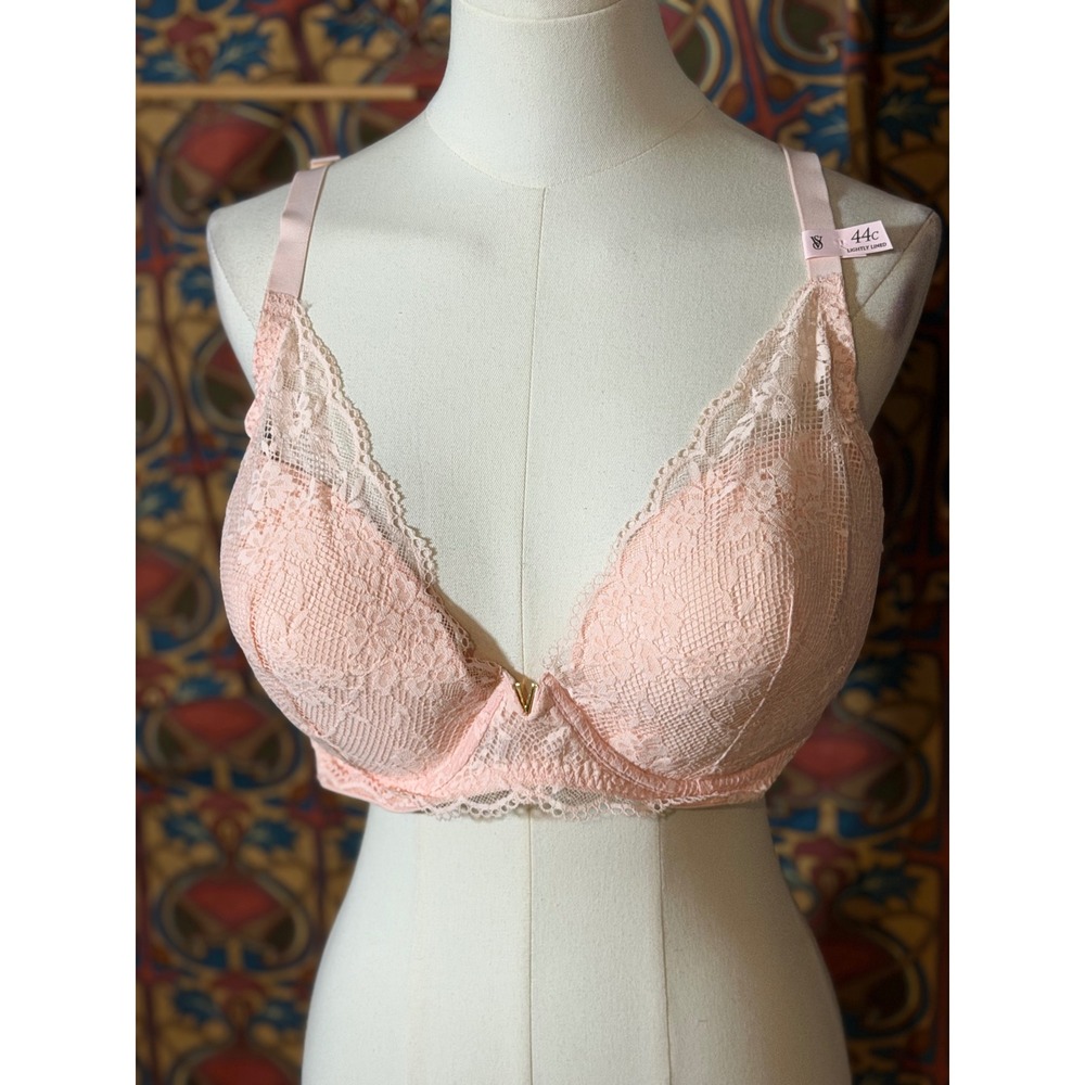 Victoria's Secret Pink Lace Plunge Bra 44C Adjustable Straps NWT